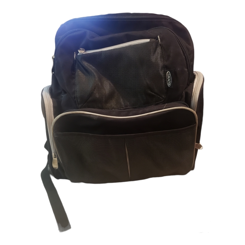 GRACO Black Smart Organizer Diaper Baby Toddler Bag Backpack Lots Of Pockets